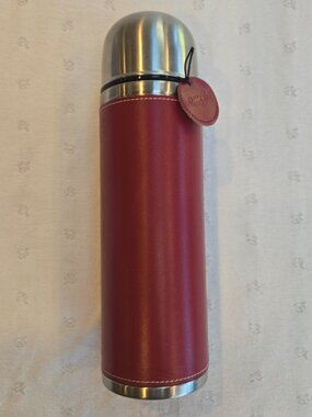 Emsa Senator Class Stainless Steel ans Red Leather Thermos